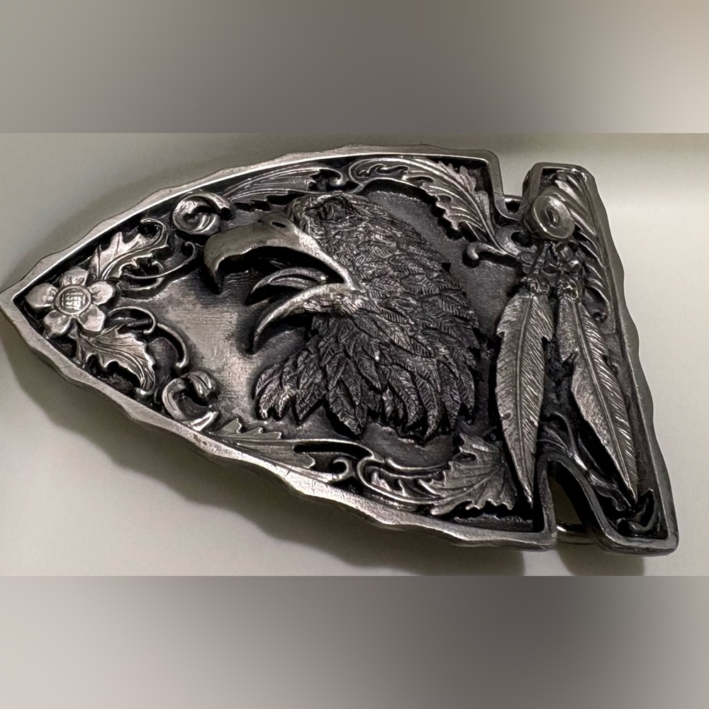 1995 Siskiyou Solid Pewter Belt Buckle Eagle Arrowhead